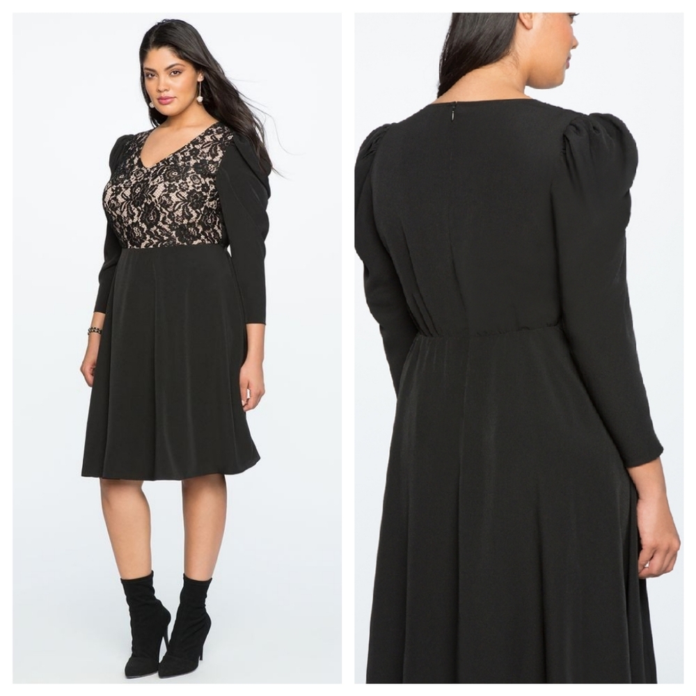Eloquii | Lace Front Fit & Flare Dress - Picture 1 of 2